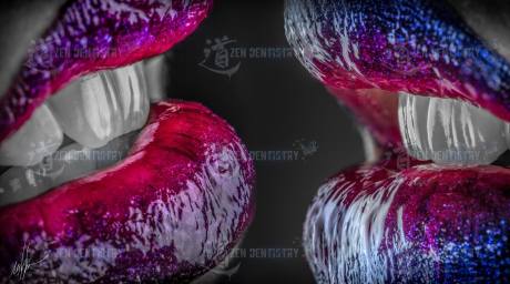 Photos of lips with different variations of decor