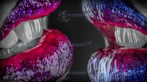 Photos of lips with different variations of decor